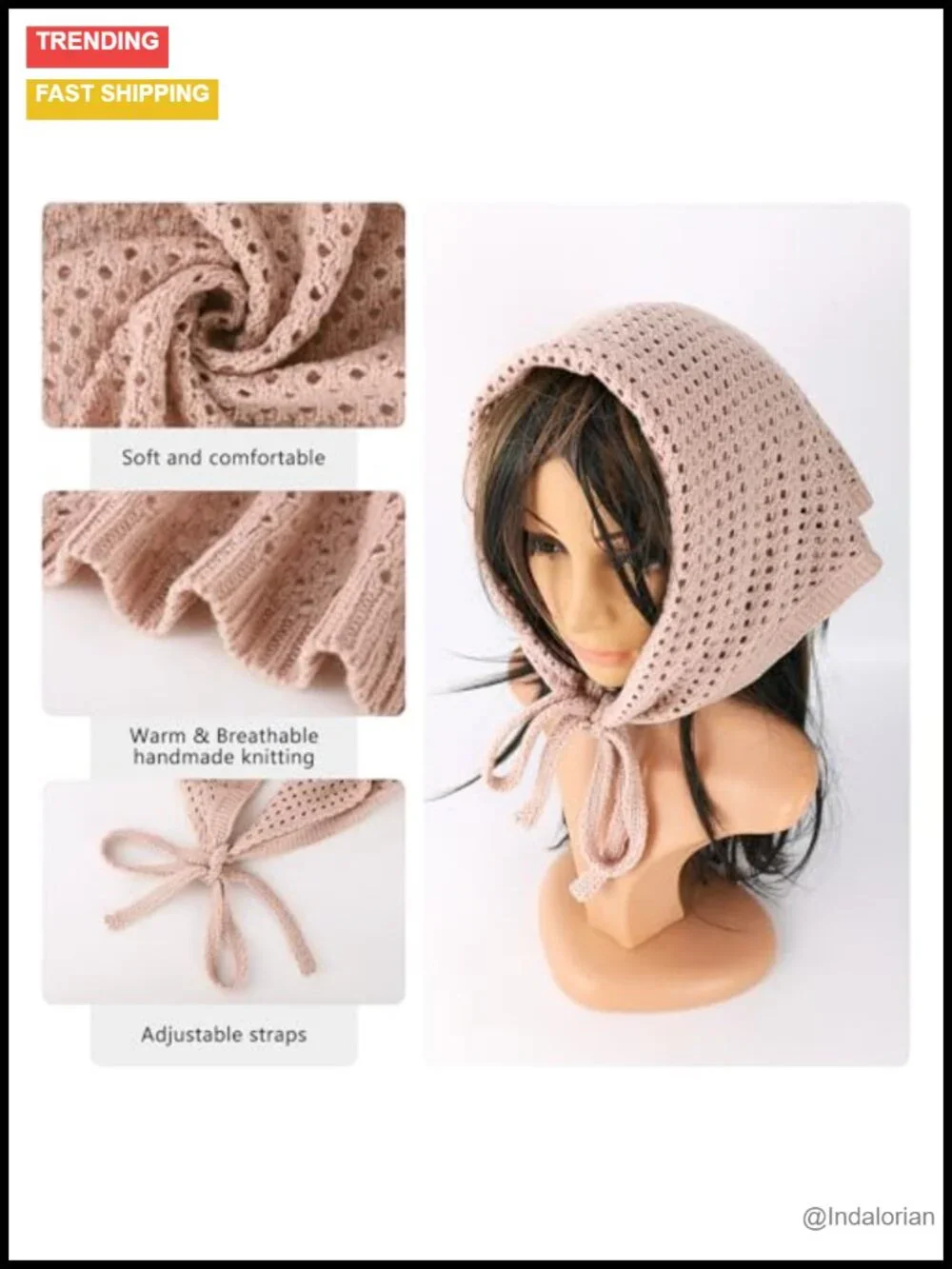 Knit Balaclava Hood Winter Warm Hooded Scarf Hat Neck Cover Hijab Beanie